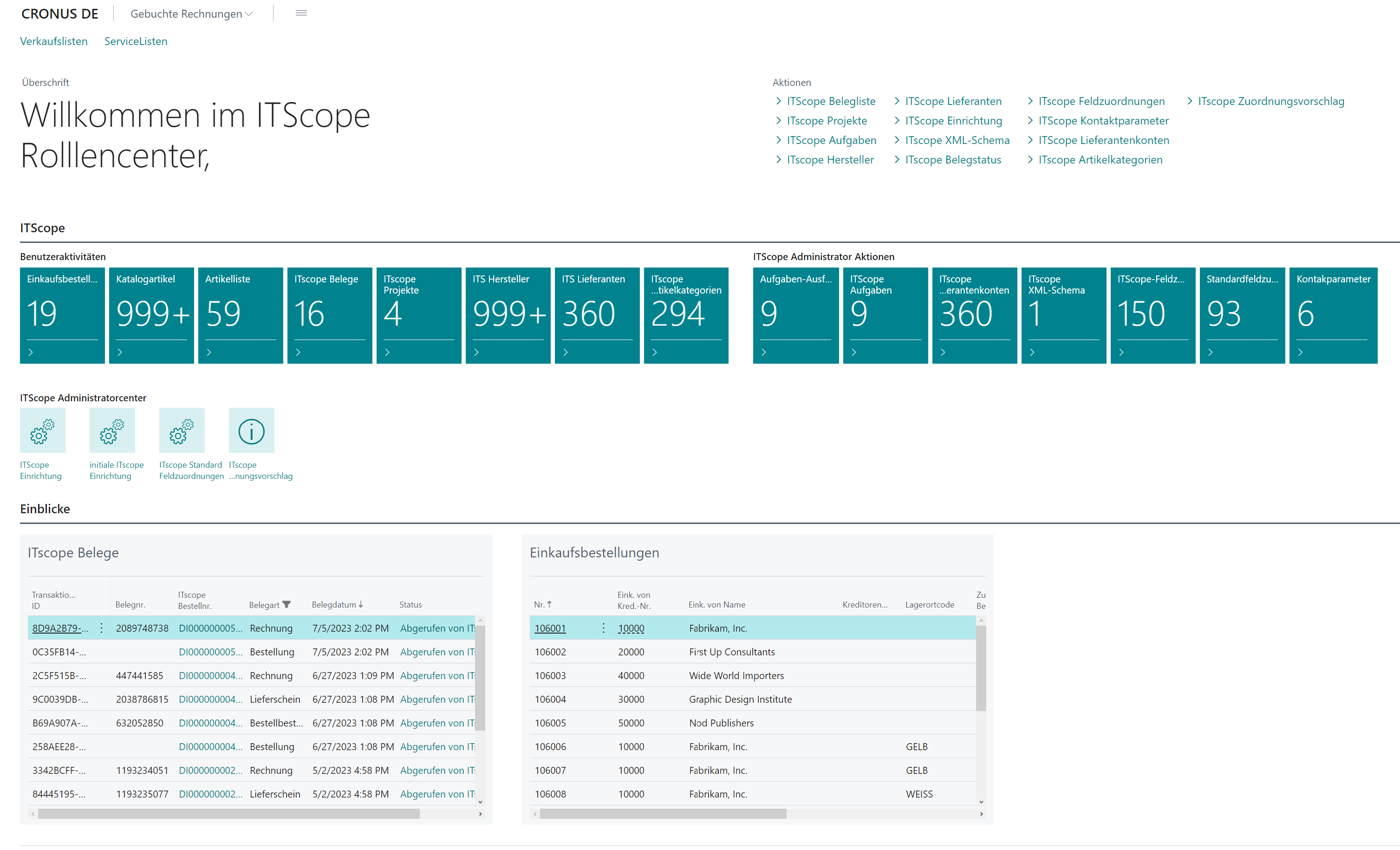 ITscope Einrichtung – RoleCenter