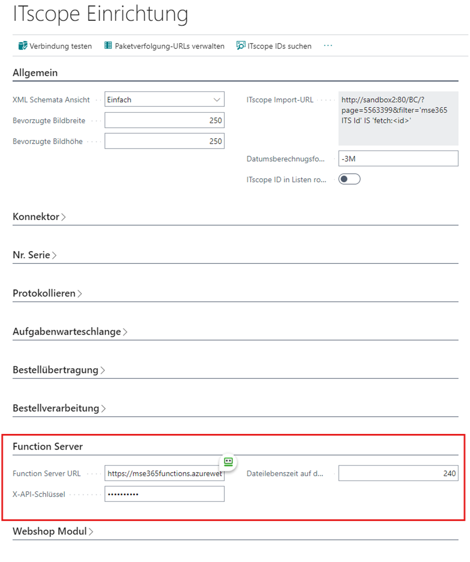 ITscope Einrichtung – Funktions Server