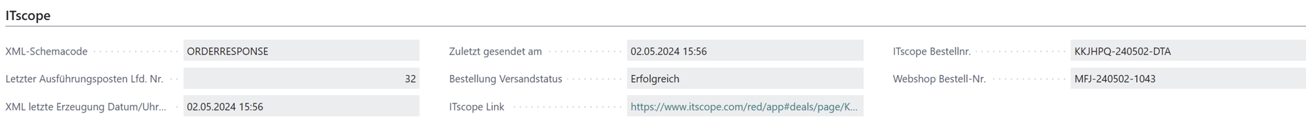 ITscope Reiter in der Verkaufsauftragskarte