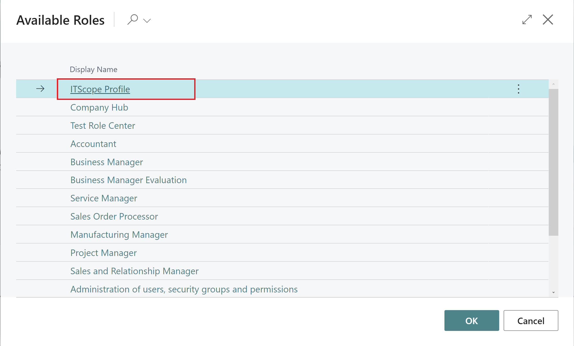 ITscope Setup – RoleCenter