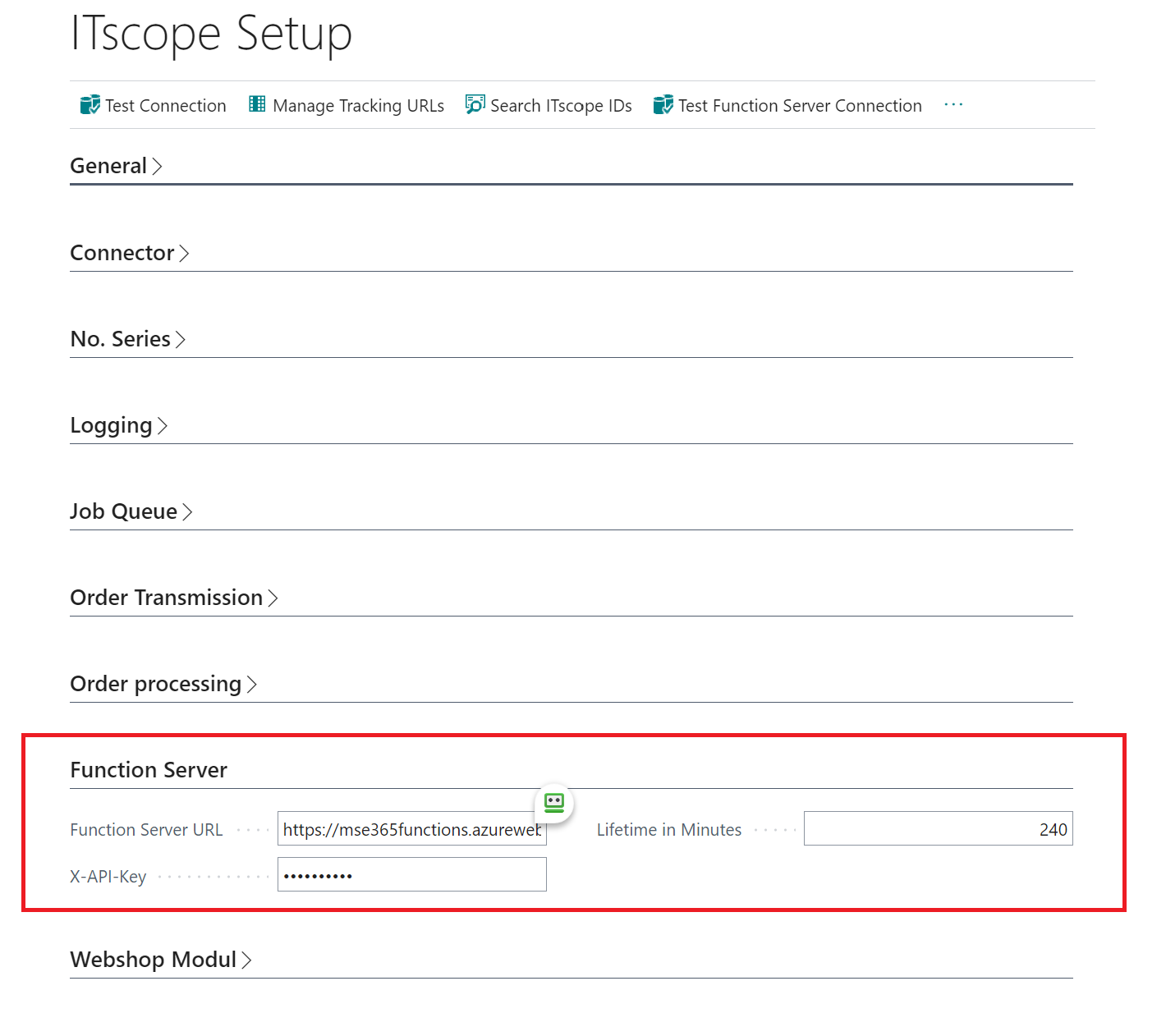 ITscope Setup – Function Server